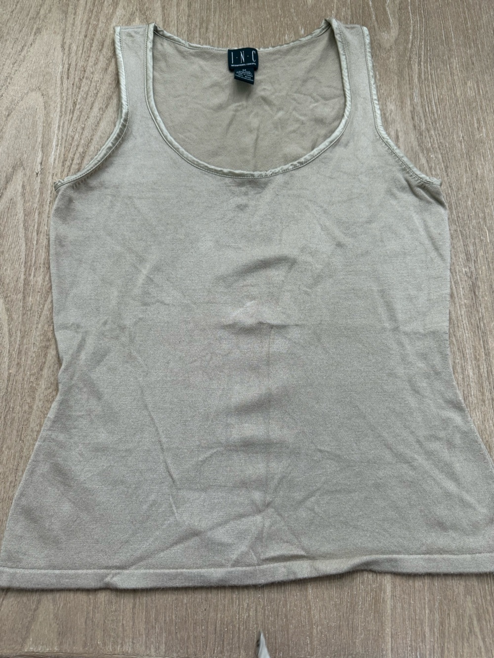 INC International Concepts Fine Knit Scoop Neck Tank Top Taupe Gray Medium